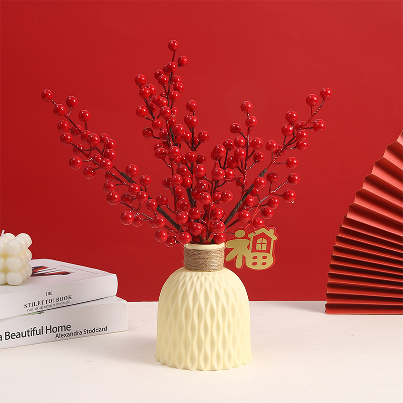 Plastic Flowerpot Factory Handmade Twist Stick Vase Fashion Ornaments Simulation Decoration Housewarming Red Fruit Ornaments Bottle