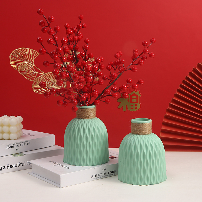 Plastic Flowerpot Factory Handmade Twist Stick Vase Fashion Ornaments Simulation Decoration Housewarming Red Fruit Ornaments Bottle